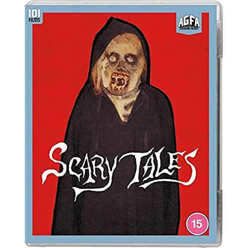 Blu-ray cover for "Scary Tales" featuring a hooded, monstrous figure.