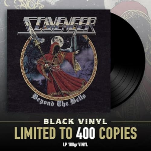 Vinyl record with cover art featuring a hooded figure and ornate design.