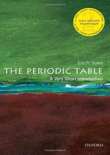 Book cover: "The Periodic Table" with green and red abstract background.