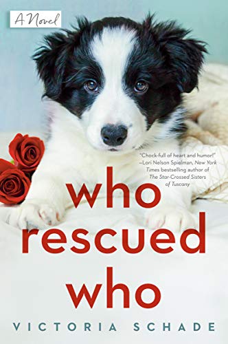 Book cover featuring a black and white Border Collie puppy and red roses.