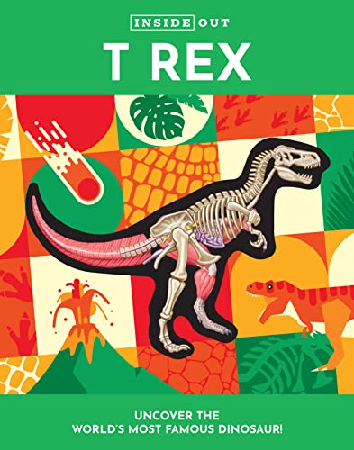 Book cover featuring a T-Rex skeleton with colorful, abstract background.