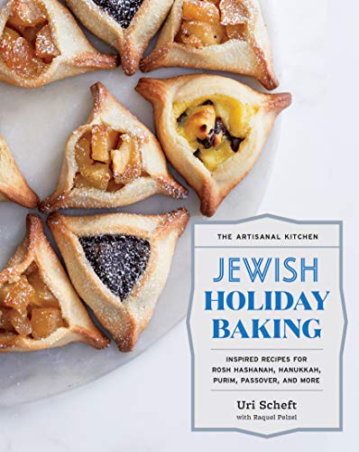 Cookbook cover with triangular pastries and title “Jewish Holiday Baking.”
