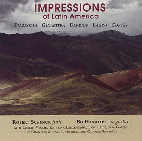 CD cover featuring a landscape of reddish-brown mountains and the title Impressions of Latin America.