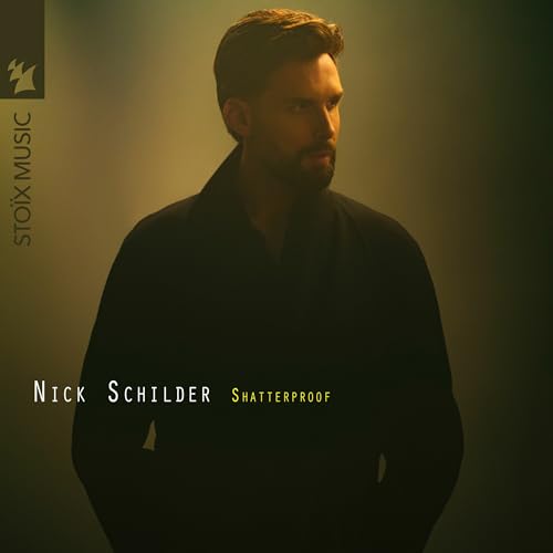 Album cover for Nick Schilder’s “Shatterproof” featuring a portrait of the artist.