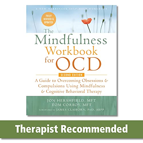 Book cover: "The Mindfulness Workbook for OCD," second edition, with a poppy.