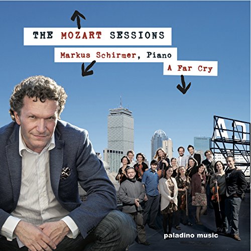 "CD cover featuring Markus Schirmer and a group of musicians against a city skyline."