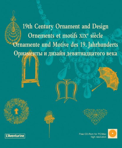 Book cover featuring 19th-century ornamental designs and motifs in teal and gold.