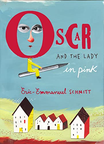 Book cover illustration featuring a large red letter O with eyes riding a pencil.