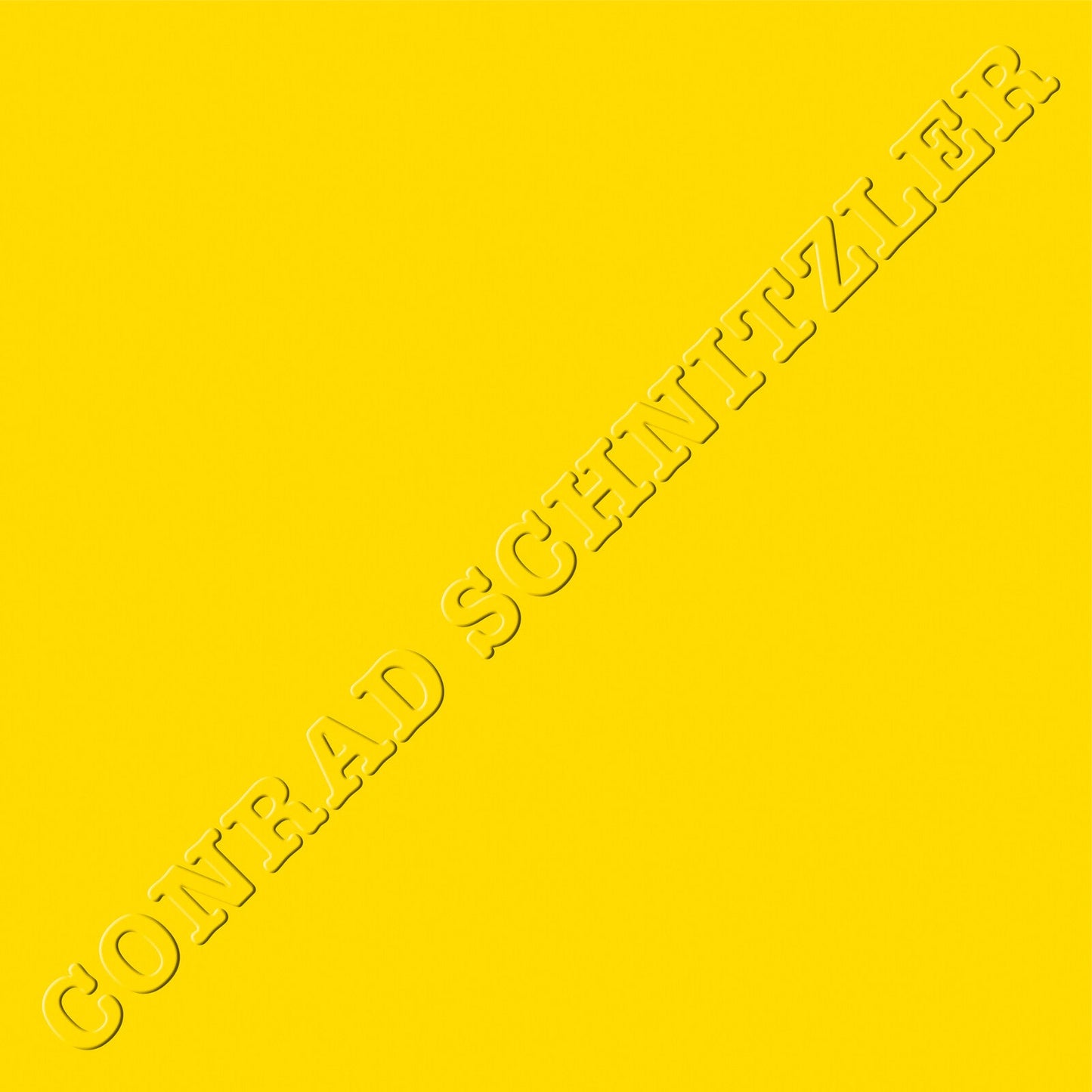 Yellow vinyl record with embossed "CONRAD SCHNITZLER" text diagonally across.