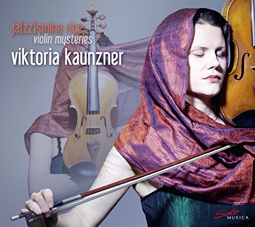 Woman with violin, draped in fabric, CD cover for "Violin Mysteries".