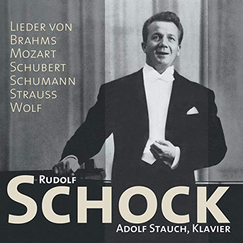 Black and white CD cover featuring a man in a tuxedo with composers' names listed.