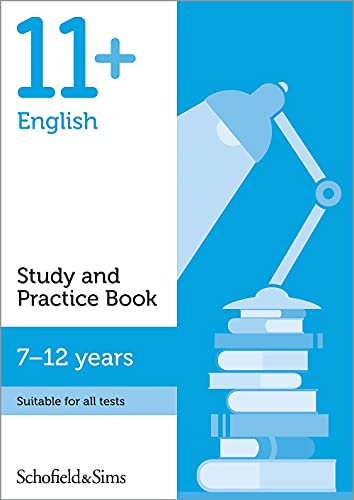 11+ English" study book cover with a lamp and stack of books.