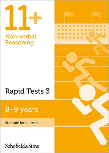Book cover with "11+" title, orange and white geometric shapes, and figures.