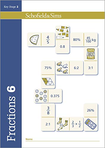 School book cover with fractions, decimals, percentages, and illustrations.