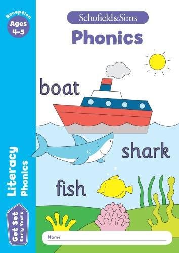 Get Set Literacy" phonics book cover with a boat, shark, and fish.