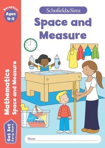 Early years mathematics workbook cover with children measuring and objects.