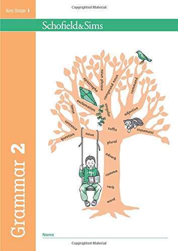 "Cover of 'Grammar 2' workbook featuring a child on a swing under a tree."