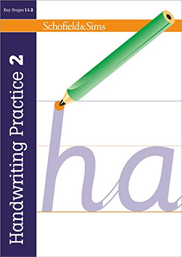 Cover of Handwriting Practice 2 book featuring a green pencil writing on lined paper.