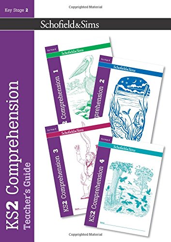 "Four booklets with illustrations on white background, purple spines, and publisher's branding."