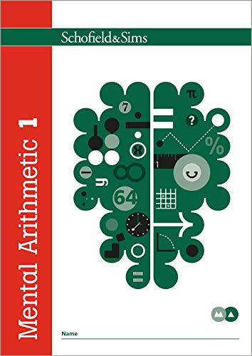 Cover of Mental Arithmetic 1 book featuring a green brain graphic with math symbols.