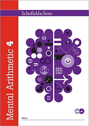 Mental Arithmetic Book 4 cover with a purple brain graphic made of math symbols.