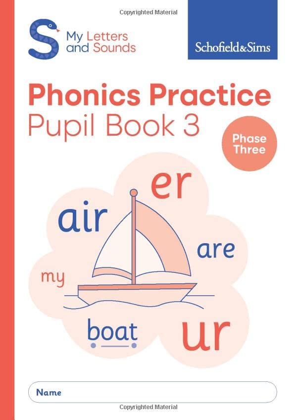 Phonics practice book cover with sailboat illustration and letter sounds.