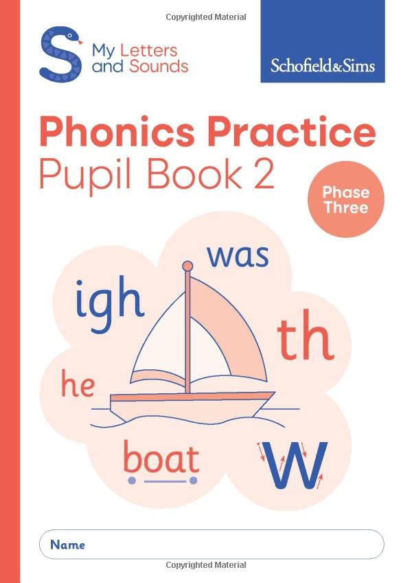 Phonics practice book cover with a sailboat and letter sounds.
