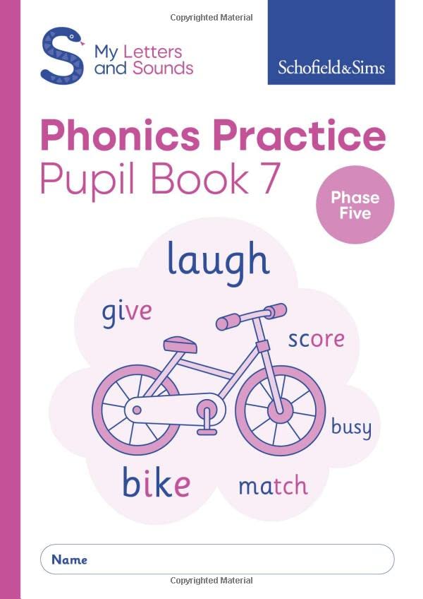 Phonics practice book cover with a bicycle illustration and word examples.