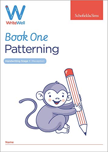WriteWell 1 book cover: monkey holding a large pencil, patterning focus.