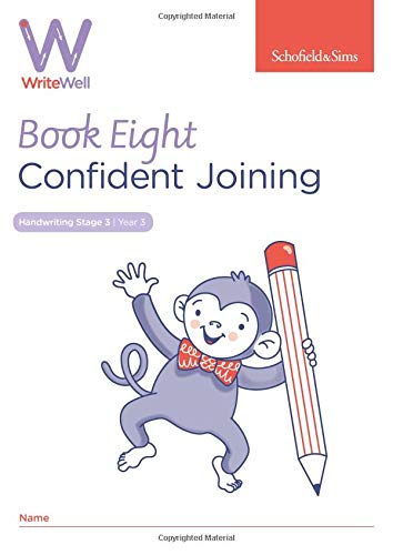 WriteWell 8 book cover with cartoon monkey and red pencil.