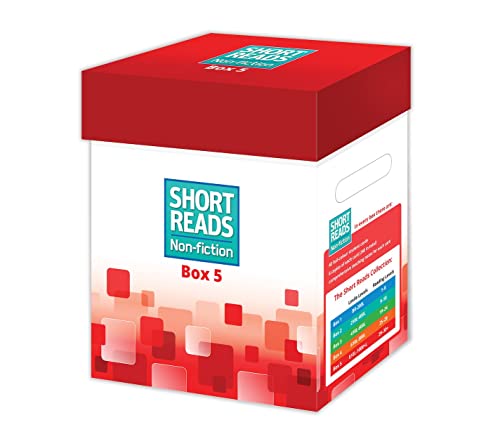 Red and white "Short Reads Non-fiction Box 5" with level guide.