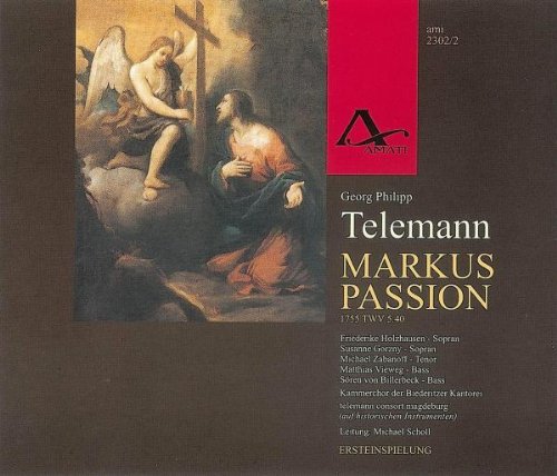CD cover with a painting of Jesus and an angel, dark background.