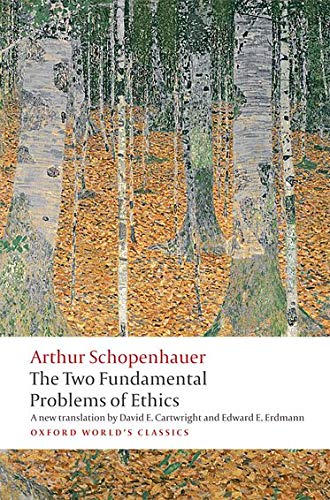 Book cover: birch forest painting with title "The Two Fundamental Problems of Ethics.
