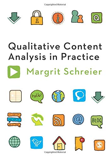 Book cover with colorful icons and title “Qualitative Content Analysis in Practice”.