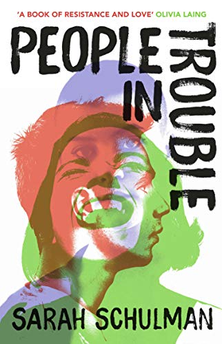 Book cover: layered portrait of a person with bold red, green, and purple hues.