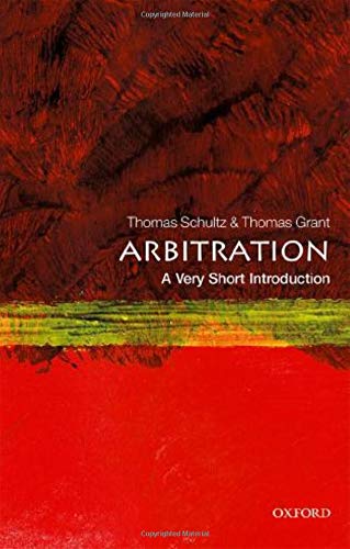 Book cover: "Arbitration" by Schultz & Grant, with red and green abstract design.