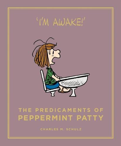 Peppermint Patty sits at a desk, illustrated in a Peanuts comic style.