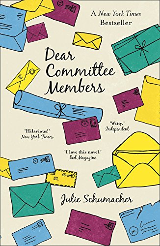 Book cover: "Dear Committee Members" with illustrated colorful envelopes.