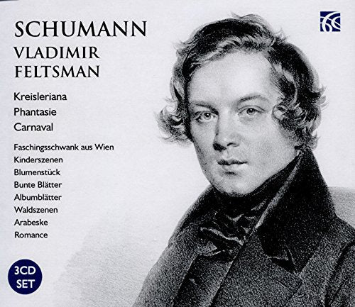 CD cover featuring a portrait of Robert Schumann and text listing works by Vladimir Feltsman.