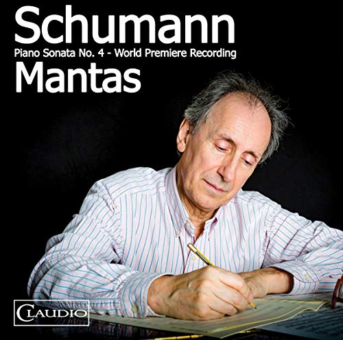 DVD cover featuring pianist Mantas with sheet music, titled "Schumann: Piano Sonata No. 4".