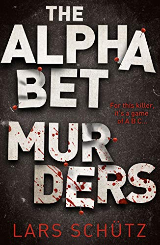 Book cover: “The Alphabet Murders” with large, distressed lettering and red splatters.