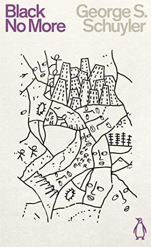 Book cover: “Black No More” by George S. Schuyler, with abstract line art.