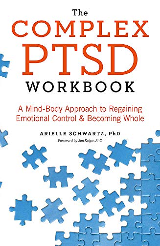 Book cover for "The Complex PTSD Workbook" with blue puzzle pieces.