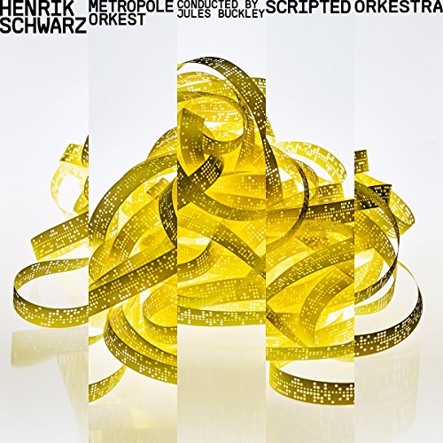CD cover with abstract yellow ribbons and bold white text.