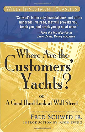 Book cover: “Where Are the Customers’ Yachts?” with city skyline background.