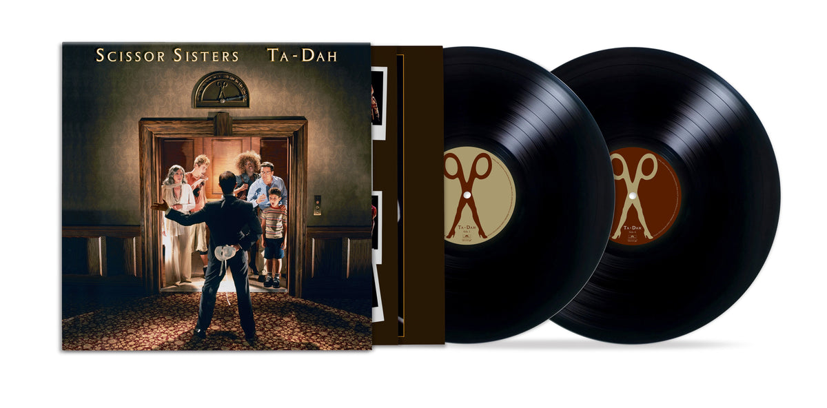 Scissor Sisters' "Ta-Dah" 2LP vinyl record with album art and records shown.