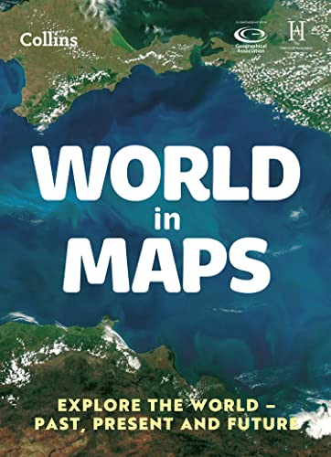 Cover of "World in Maps" atlas with blue ocean and land imagery.