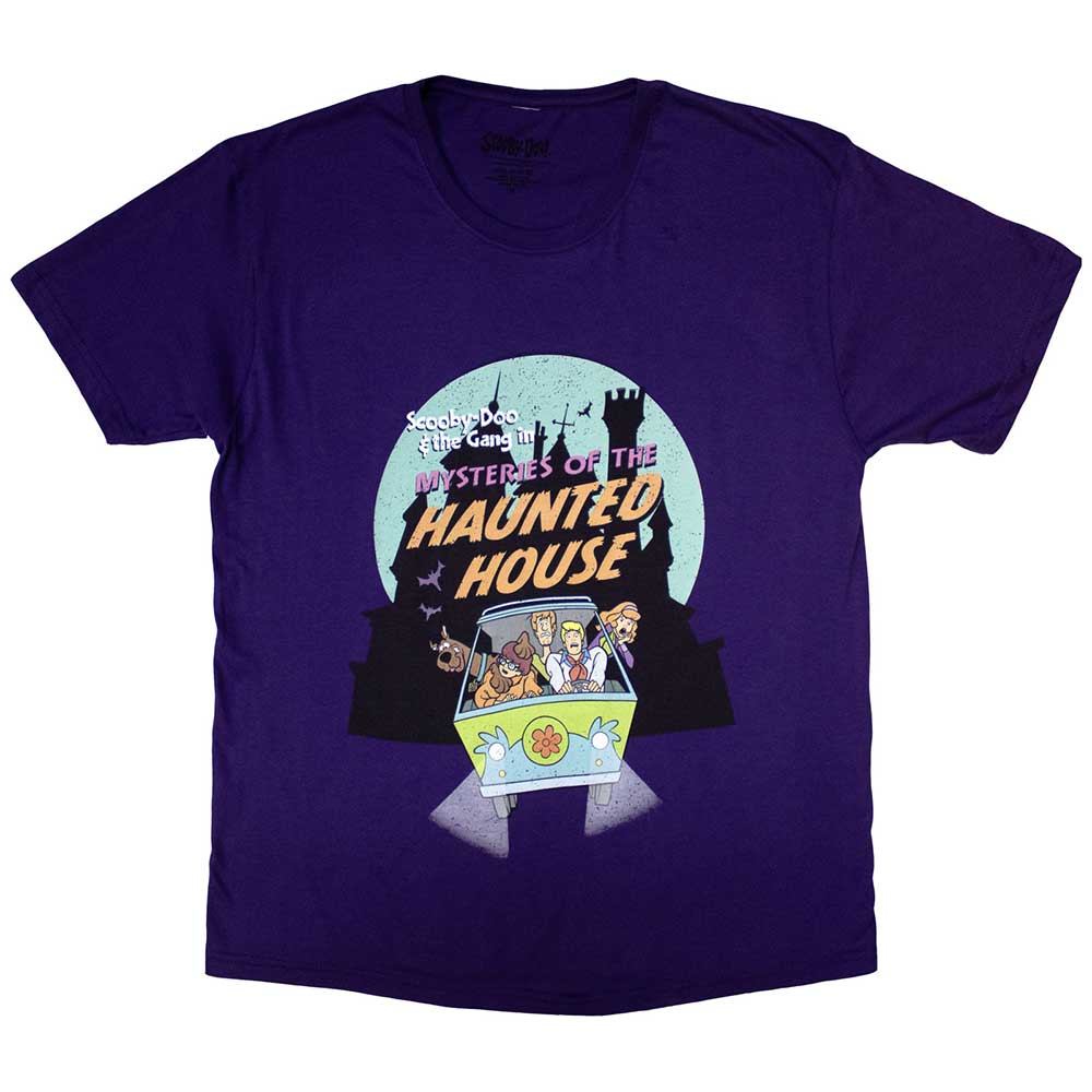 Scooby Doo t-shirt, small size, depicting a spooky haunted house graphic.