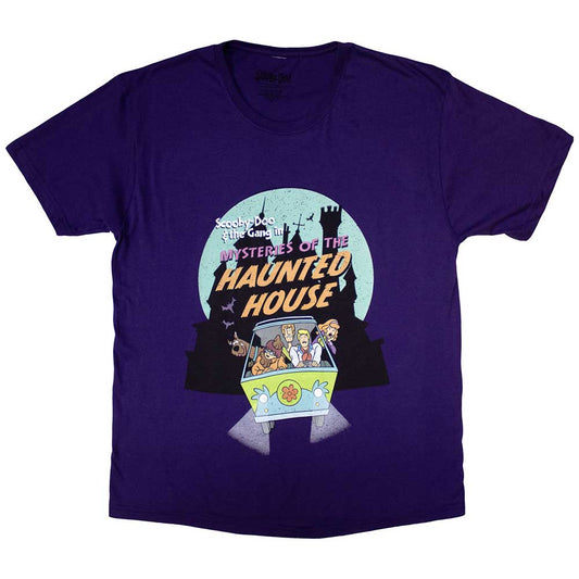 Scooby Doo t-shirt, small size, depicting a spooky haunted house graphic.