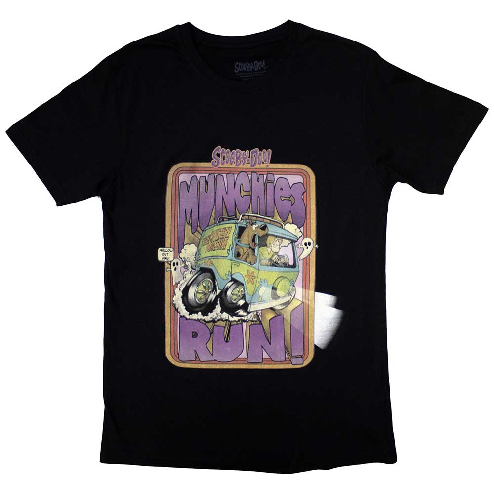 Scooby Doo t-shirt, small size, featuring a colorful "Munchies Run" design.
